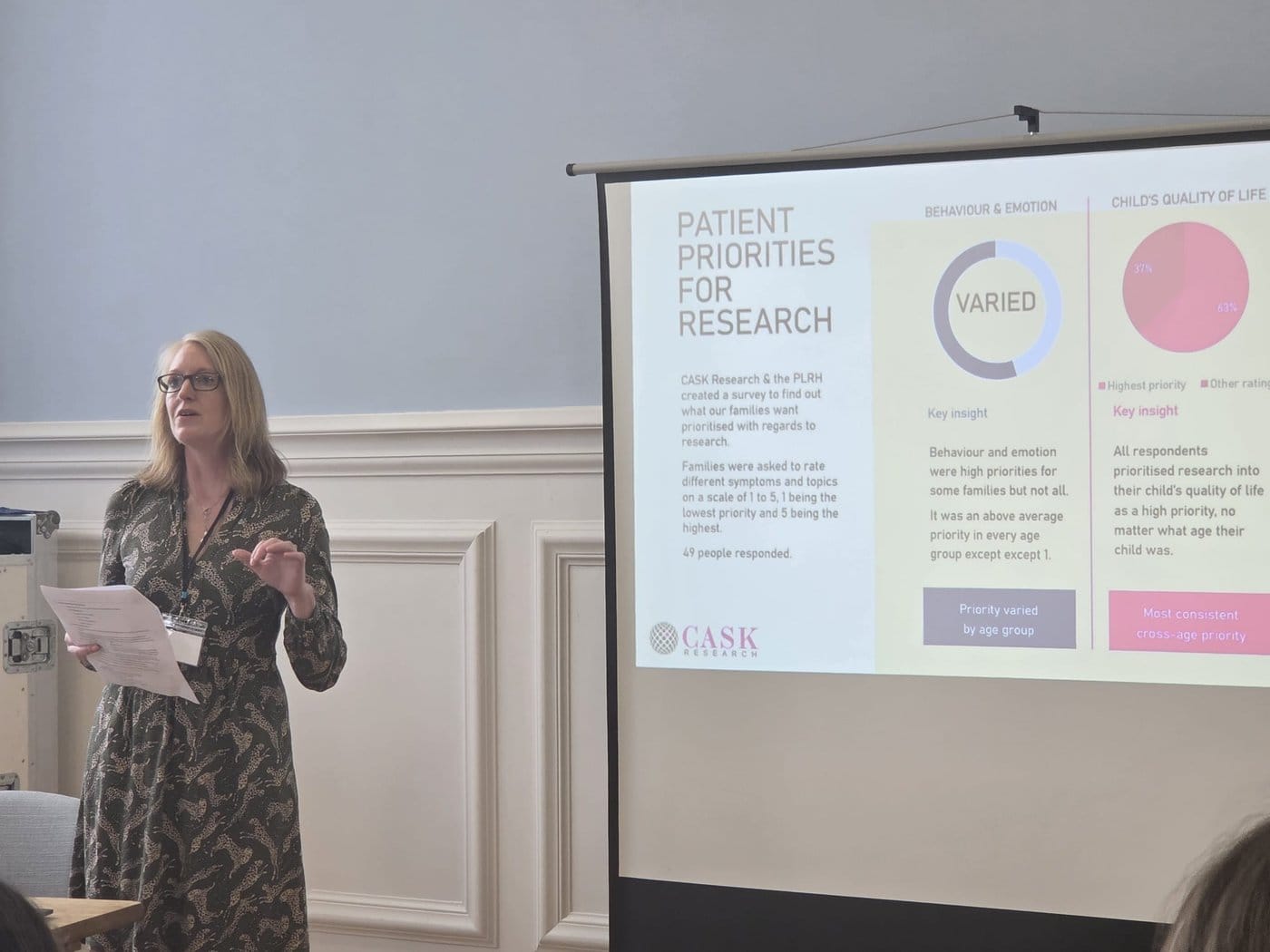 Laura Hattersley speaking at the University of Cambridge